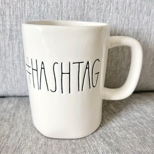 Rae Dunn Magenta M Stamp Hashtag #HASHTAG Coffee Mug 16 Ounce Cup